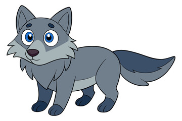 Surprised Wolf Vector Illustration with Bulging Eyes, Flat Color Design