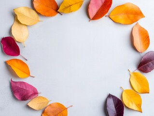 Minimalist Autumn Leaves Heart Shape on Neutral Background
