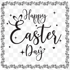Obraz premium Happy-easter-text-calligraphy. Brush lettering-composition-bunny-of holiday. EPS 10.