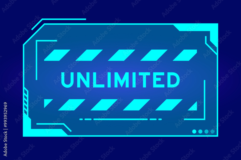 Canvas Prints Blue color of futuristic hud banner that have word unlimited on user interface screen on black background