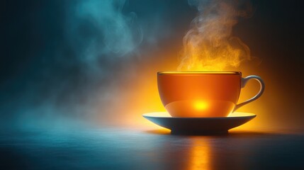 Relaxing Tea Cup with Steam Rising: Perfect for Cozy Moments or Beverage Promotions