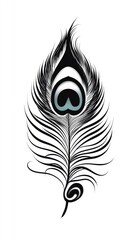 Obraz premium Elegant peacock feather design with intricate details and a vibrant color palette, ideal for artistic and decorative purposes.