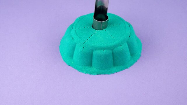 Very Satisfying and Relaxing Kinetic Sand ASMR video. Cutting anti stress macro close up colorful Kinetic Sand with a Knife. ASMR sounds.
