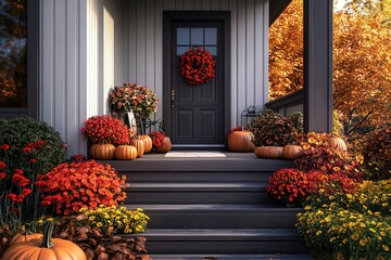 Fototapeta premium Halloween party background, full moon night illustration, Halloween pumpkin ghost, abandoned house, cemetery, bat, scary tree and Halloween elements Scary website Banner template Vector illustration