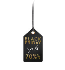 Drop Tag (70 %off)  Black Friday on transparent alpha channel background. 4K. Drag and drop. Perfectly suited for projects about sales, discounts, promotions, and Black Friday.