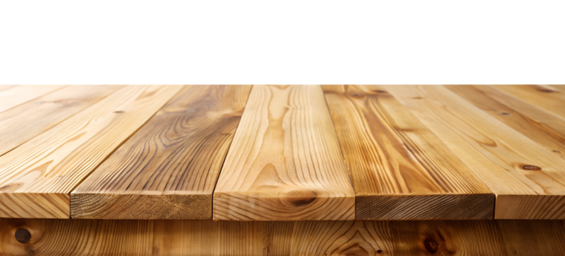 Empty wooden countertop in foreground isolated on transparent background. Demonstrations of your objects or installation. wooden counter top.