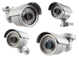 A set of hidden video cameras for surveillance isolated on a transparent background. Security and surveillance concept.