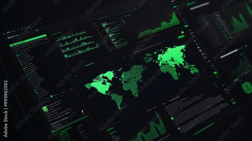 Poster Hacker-controlled HUD or virtual interface with multiple windows