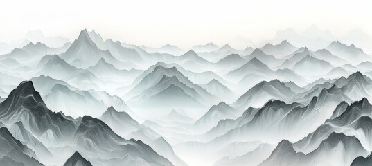 Obraz premium An abstract, monochrome mountain landscape in black and white. It has a decorative, artistic feel to it.
