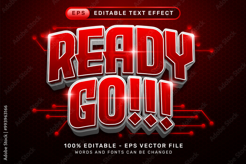 Poster ready go 3d text effect and editable text effect with cyber background and glow light