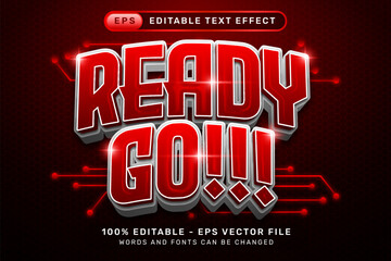Fototapeta premium ready go 3d text effect and editable text effect with cyber background and glow light