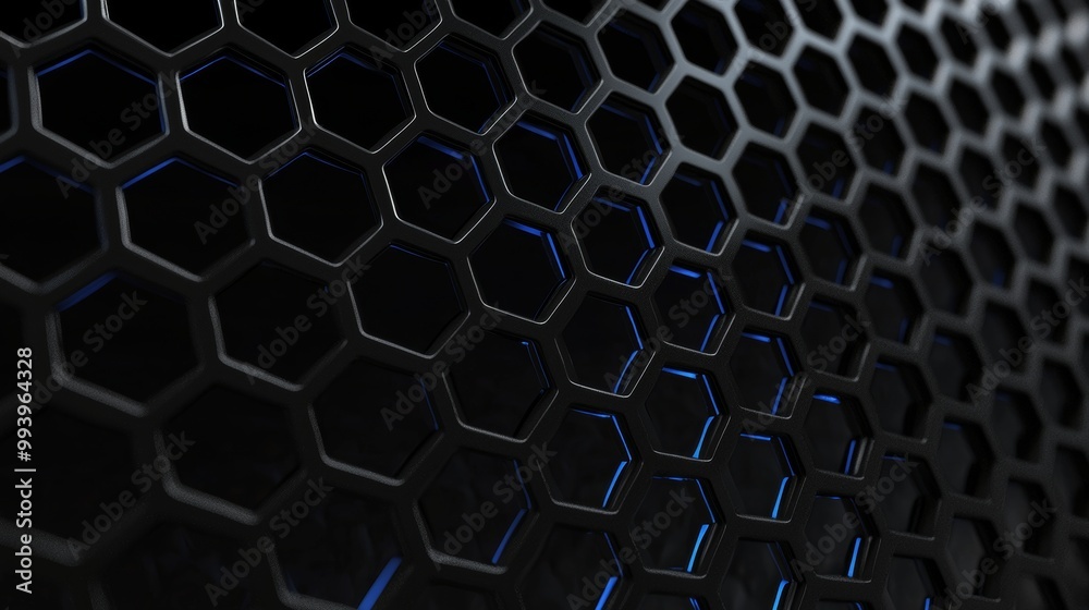 Poster An abstract hexagonal background. A sci-fi modern texture for a cyberspace theme. Grids of neon hexagons.