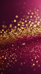Bokeh Golden Shimmering Christmas Backround With Purple Backround.