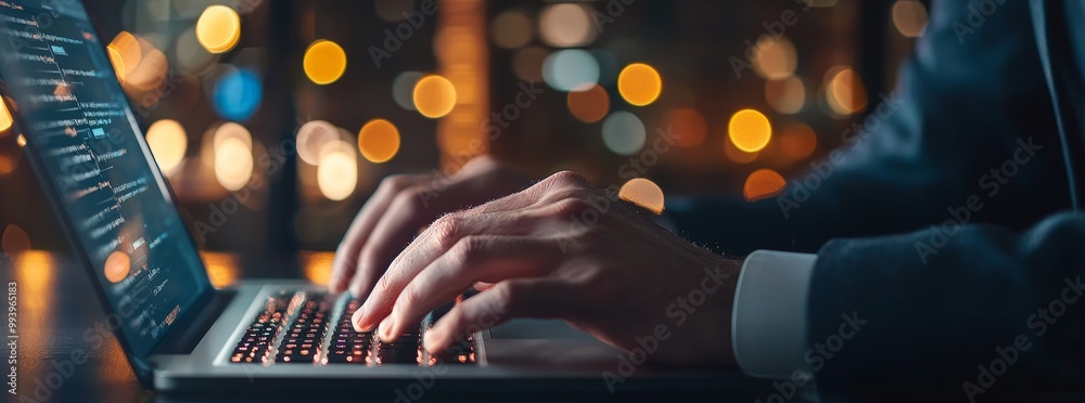 Aufkleber Innovating technology background of man surfing the internet using a modern computer on a futuristic network connection with big data. Web connection, internet marketing, big data, internet of