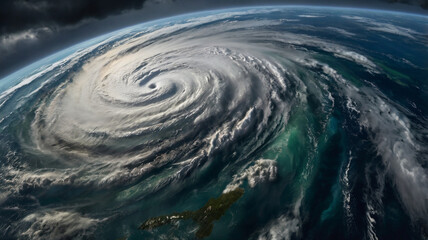 Swirling Hurricane View from Above Earth