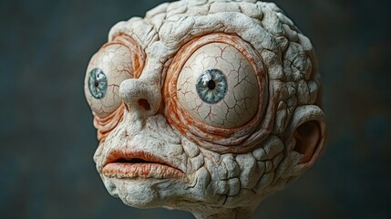 A creepy looking face with a weird expression