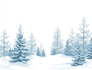 Naklejka premium Christmas winter background. Pine trees in a forest