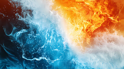 Naklejka premium Fire and water abstract composition dynamic energy. Dynamic Composition. Illustration