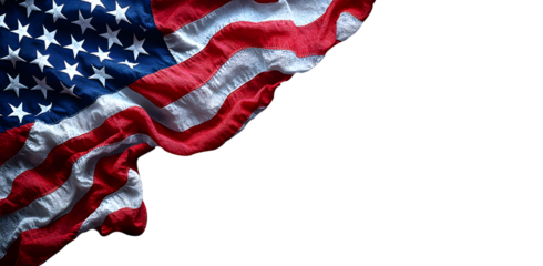 Wavy American Flag Isolated on Transparent Background, Patriotic Design