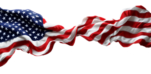 Wavy American Flag Isolated on Transparent Background, Patriotic Design