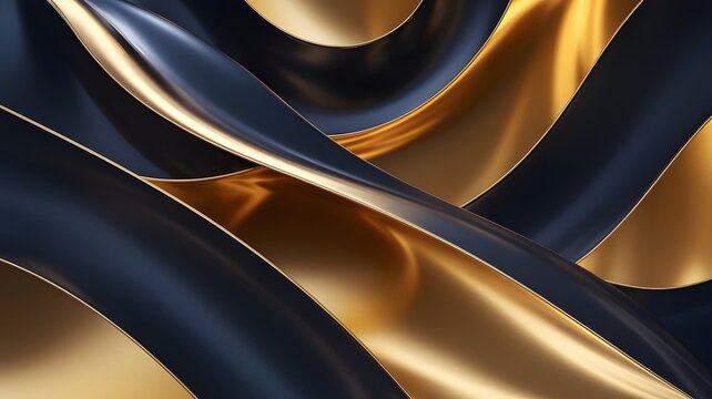 Gold and navy blue waves abstract luxury background for copy space text. Golden colors curve the backdrop. Modern technology futuristic background striped lines. - Powered by Adobe