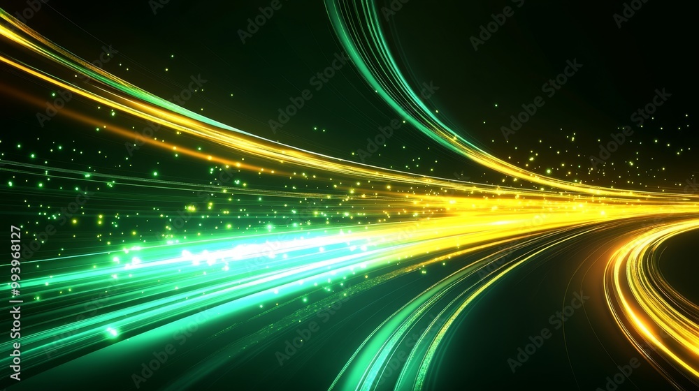 Aufkleber Light flares on dark background. Light effect wallpaper with sparkling lines. Luminous abstract background.