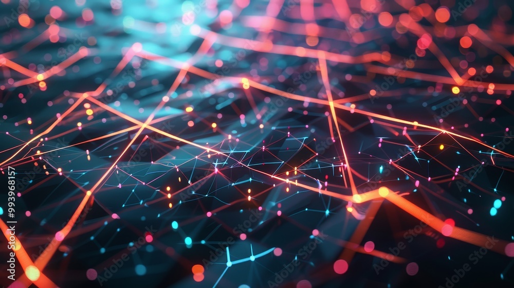 Poster detailed digital network data background, rendered in 3d