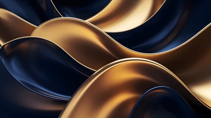 Gold and navy blue waves abstract luxury background for copy space text. Golden colors curve the backdrop. Modern technology futuristic background striped lines.
