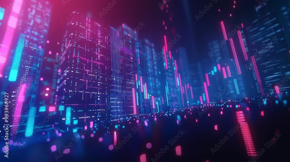 Aufkleber a growth up stock market blue chart 3d loop animation showing success, rising business and financial