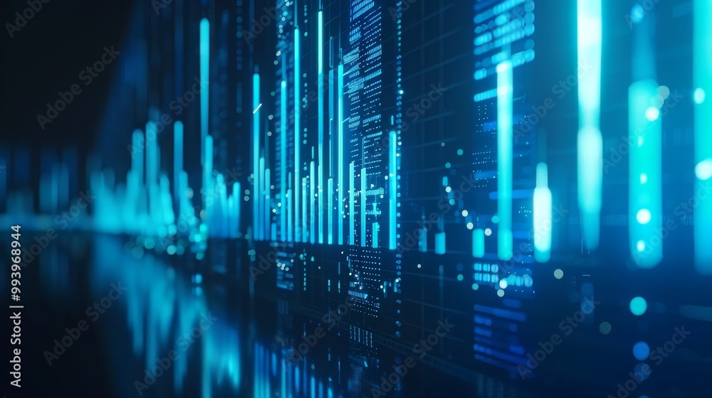 Aufkleber 3D loop animation of a blue chart representing the growth of the stock market. Success, rising business and financial graphs. Data diagrams and money investment analysis loopable and seamless.