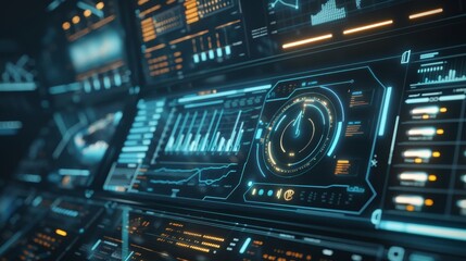 Obraz premium Blank template for a futuristic graphic user interface with digital data telemetry information display