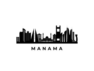 Fototapeta premium Vector Manama skyline. Travel Manama famous landmarks. Business and tourism concept for presentation, banner, web site.
