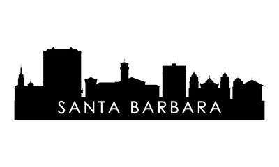Santa Barbara skyline silhouette. Black Santa Barbara city design isolated on white background. 