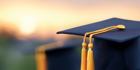 The sky with black graduation caps. Congratulations to the graduates.