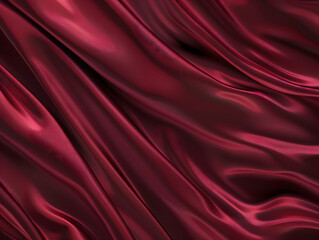 Obraz premium A rich, flowing texture of deep red fabric, showcasing elegant folds and a luxurious sheen, perfect for fashion or interior design themes.