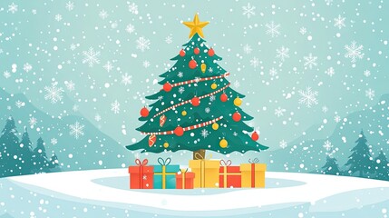 Naklejka premium christmas tree with gifts