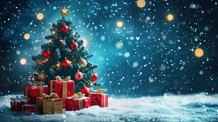 Fototapeta premium christmas tree with gifts