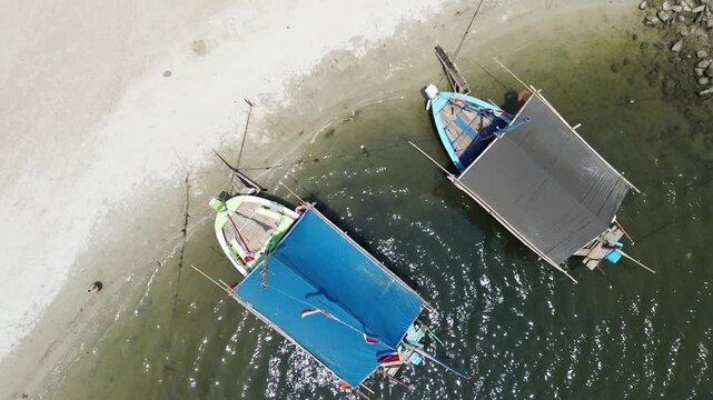 Tourist boats and speedboats at Ancol beach Jakarta, traveling, vacation, theme park
