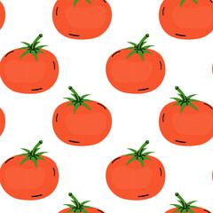 Vibrant illustration of fresh tomatoes on a white background arranged in a repeating pattern