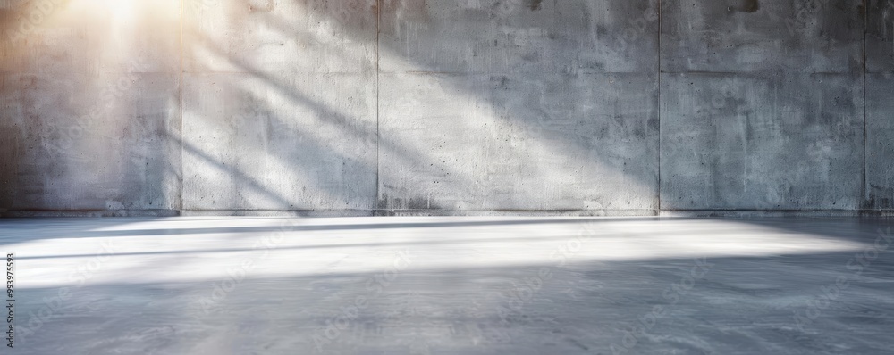 Aufkleber A modern concrete wall with light rays creating dynamic shadows, ideal for backgrounds and design projects.