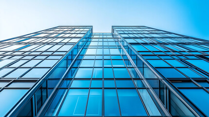 Fototapeta premium Modern Skyscrapers Against a Clear Blue Sky 