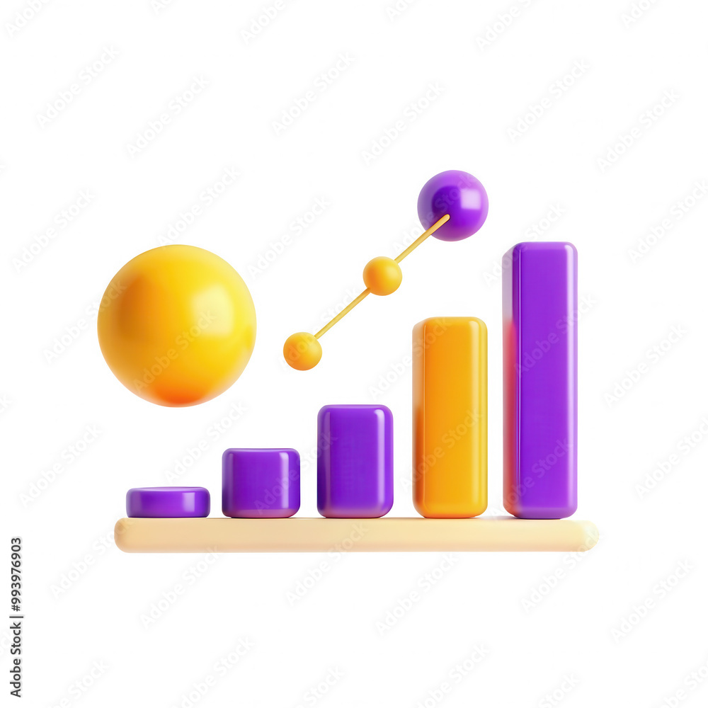 Poster a colorful 3d graphical representation of a bar chart with vibrant elements. perfect for illustratin