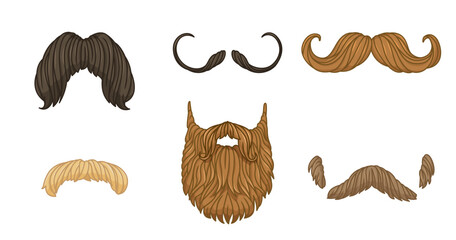 Collection of various cartoon beard and mustache styles