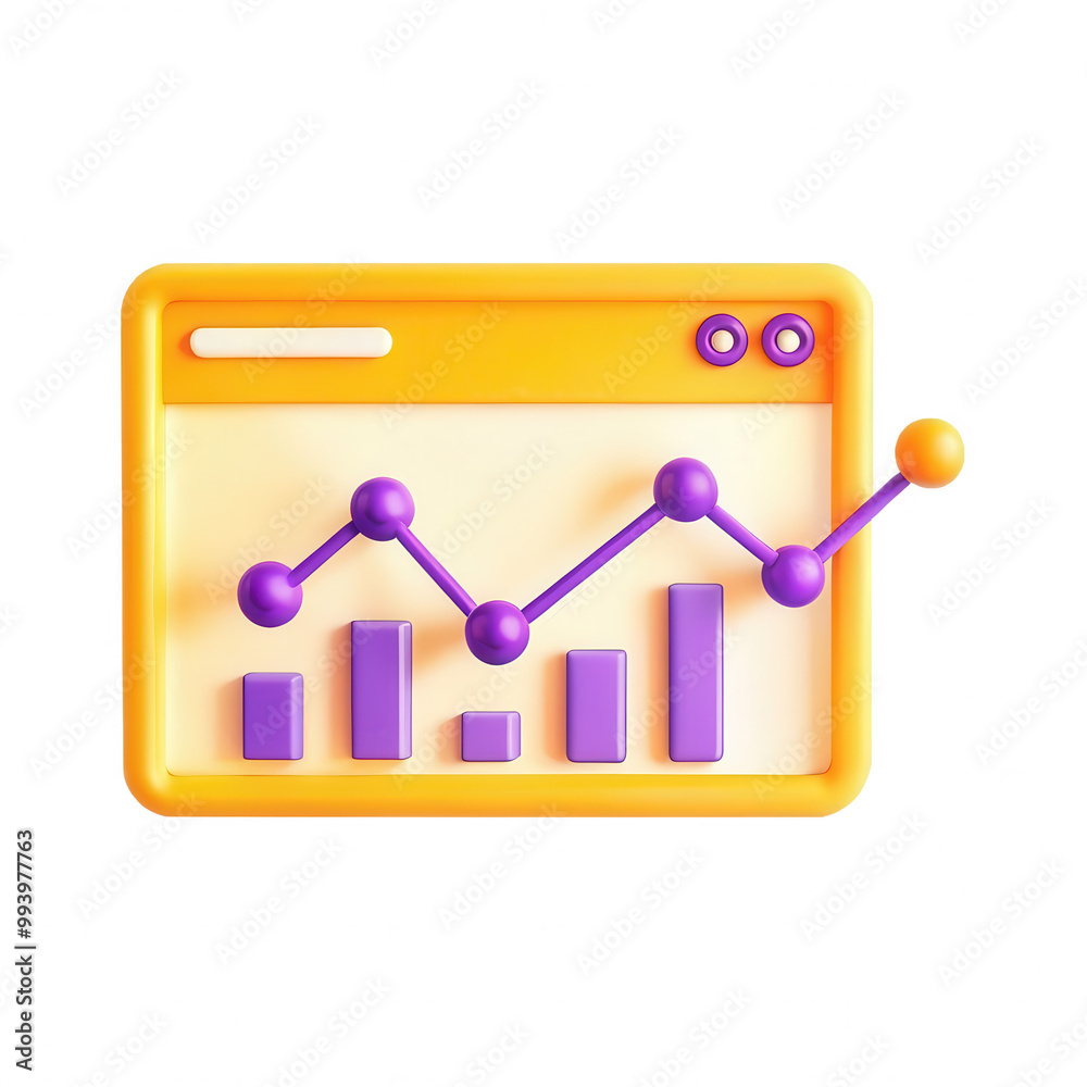 Poster a vibrant 3d model depicting a data analysis graph with colorful bars and lines. perfect for illustr