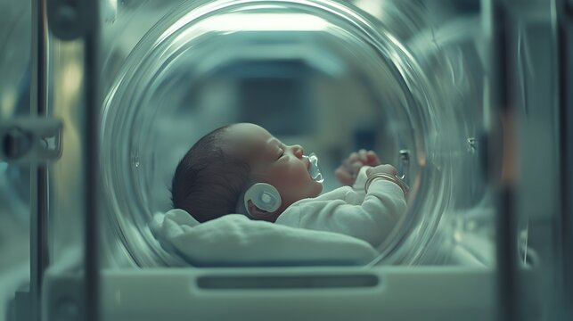 Premature Newborn Baby in Incubator at Hospital Intensive Care Unit Delivering Hope