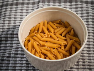  Dried Penne Pasta in a bowl