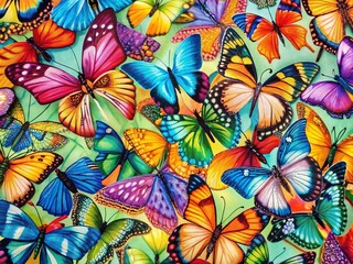 Colorful Springtime Butterfly Fabric Patterns for Textiles, Home Decor, and Crafting Projects