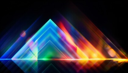 Prism modern light reflections on a black background. Blurred geometric shapes, soft gradients, colorful, ethereal visual overlay effect. Glowing colorful lights, refraction of sunlight prism effect.