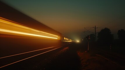 Night Train: Mesmerizing Light Trails through Rural Countryside at 8K UHD Resolution