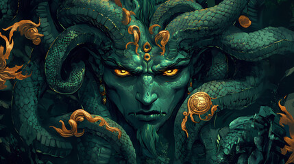 Obraz premium Perseus gorgon logo Gorgon. Illustration